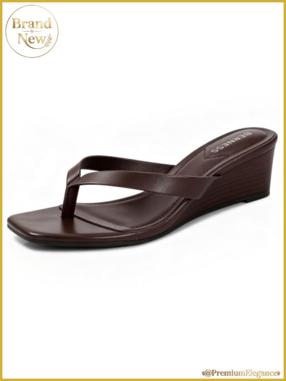 Women's Platform Wedge Sandals Square Toe Thong Slip-On PU Heels